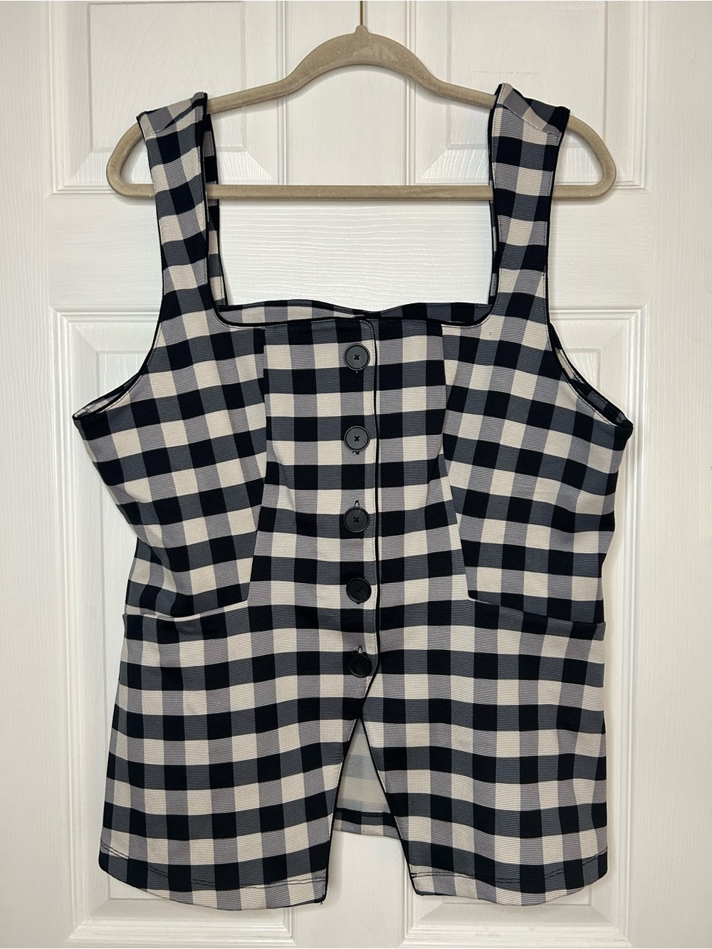 Anthropologie Maeve Square-Neck Button-Front Tank Gingham Vest - Picture 4 of 12